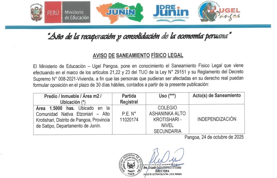 AVISO DE SANEAMIENTO FISICO LEGAL