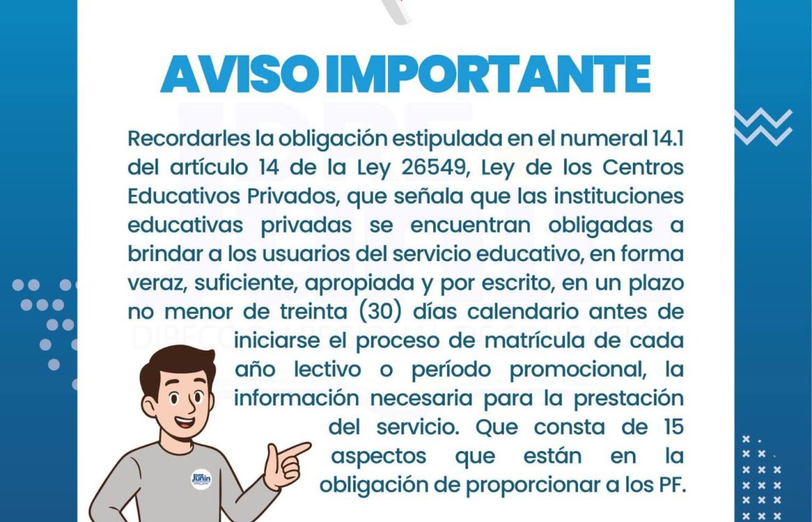 AVISO IMPORTANTE – UGEL PANGOA