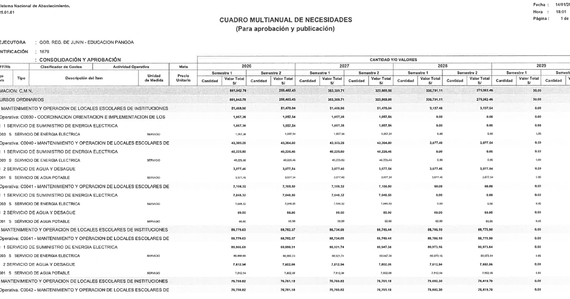 CUADRO MULTIANUAL DE NECESIDADES 2026