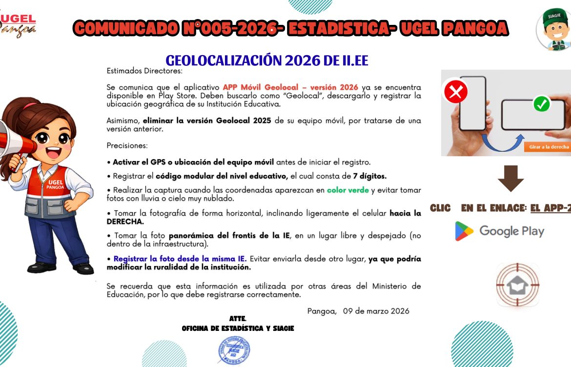 COMUNICADO N°005-2026-ESTADÍSTICA-PANGOA- REGISTRO DE GEOLOCALIZACIÓN